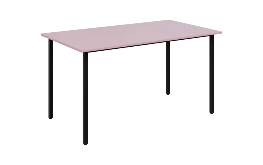 JSB 140N Jídelní stůl 1394 x 800 mm, deska pastelově růžová / podnož černá